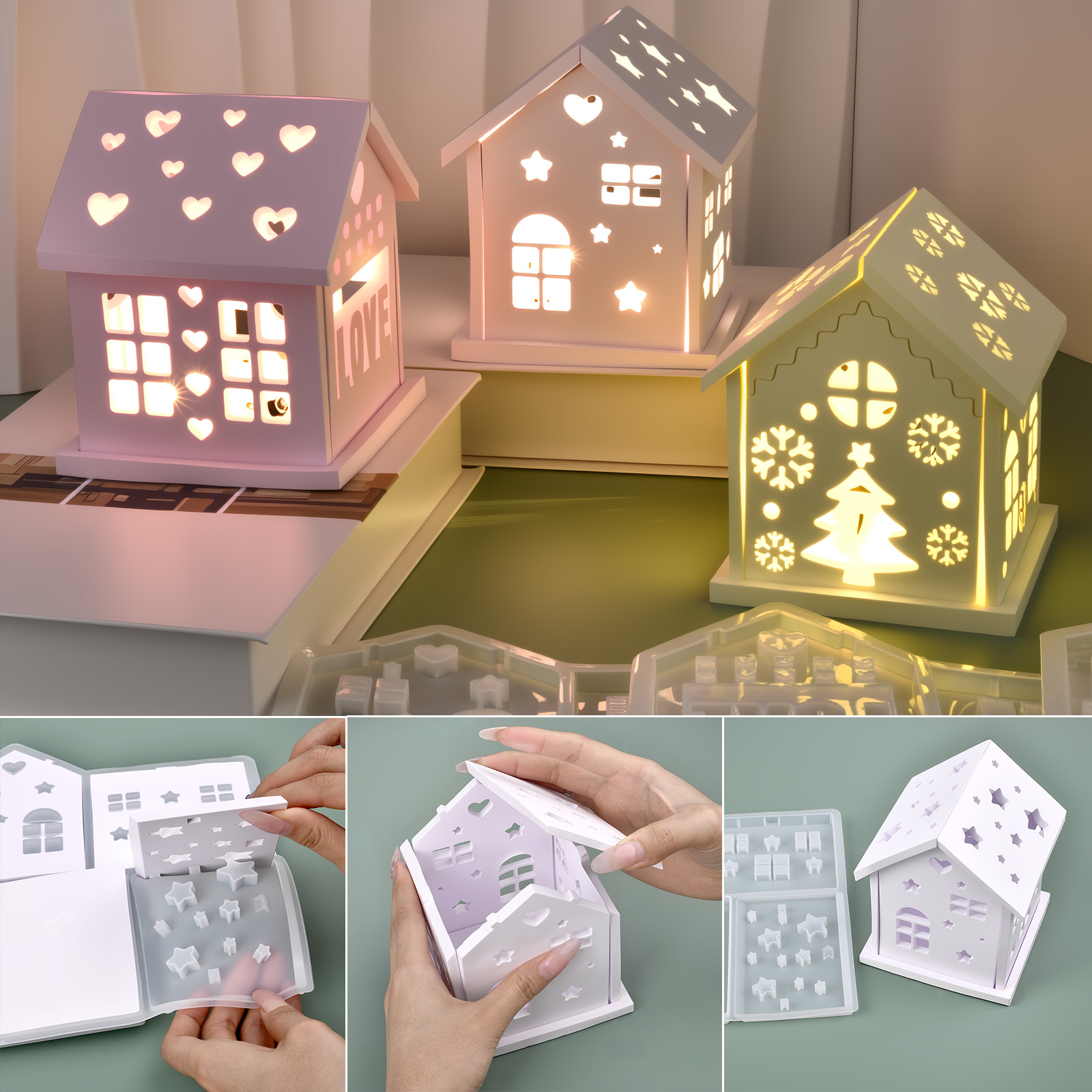 3D House Silicone Mold DIY Chr - đánh giá và giá Candle Making Equipment